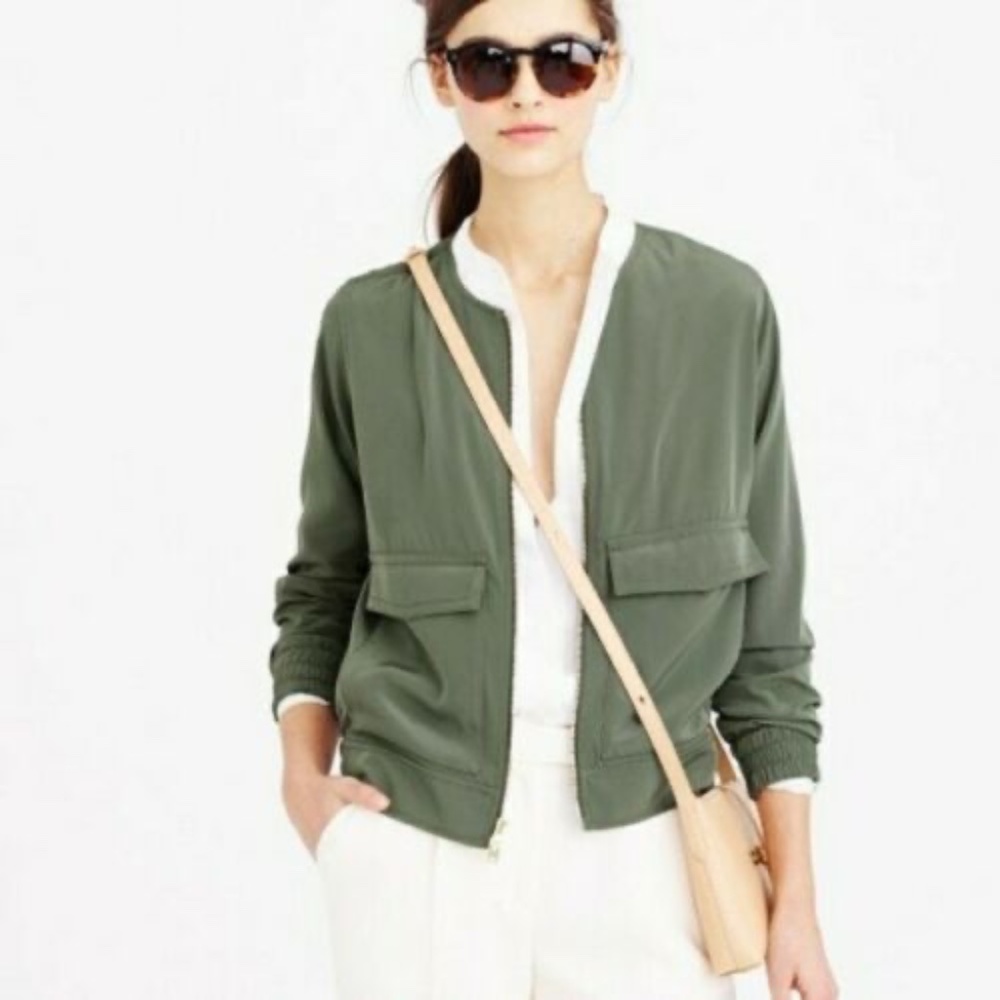 J. Crew Bomber Style Jacket Olive Green - Sz S